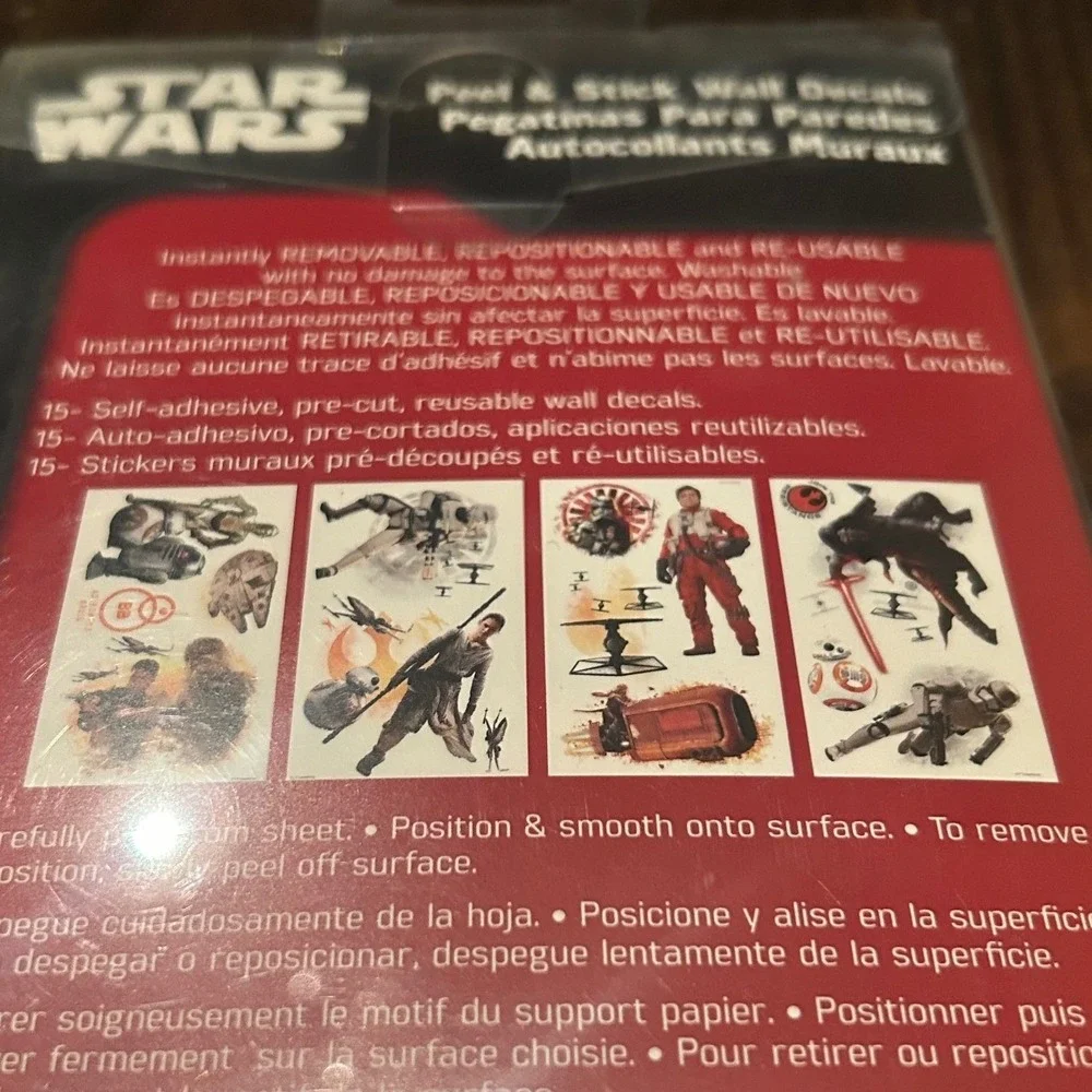 Star Wars Wall Decals Kids‎ New Force Awakens 15pc Peel Stick Playroom Bedroom